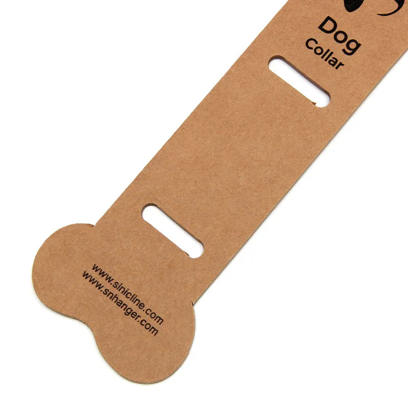 Custom Kraft Paper Dog Collar Display Card Bone Shape Hanger