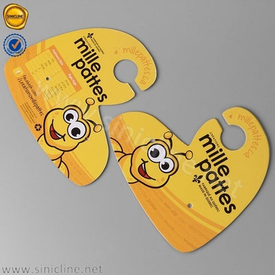 Eco Friendly Cardboard Hangers Customized Cute Yellow Kids Shoe Hanger