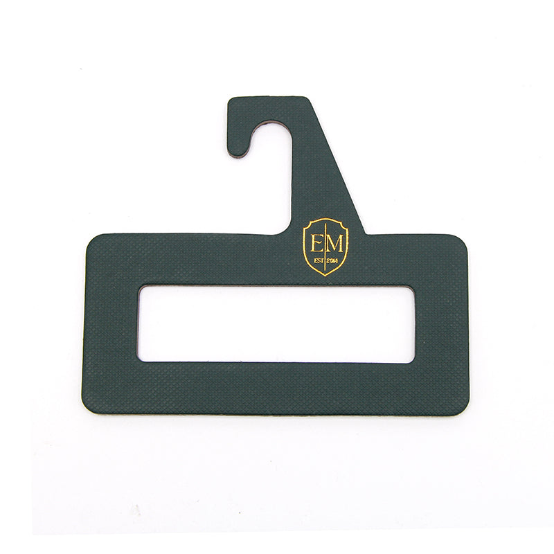 Custom Scarf Hanger with Gold Foil Logo | Premium Textured Paperboard Hook