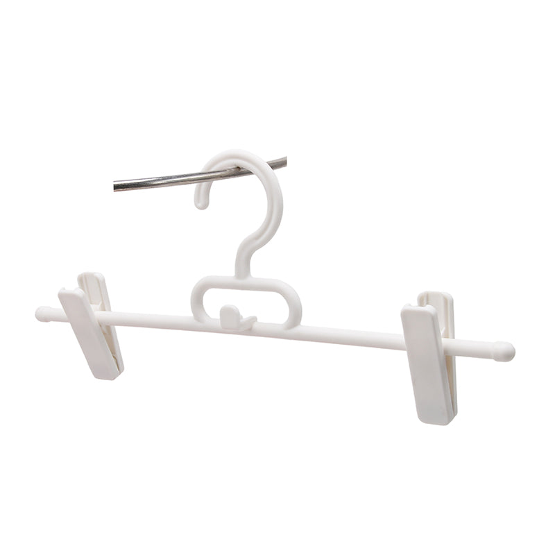 Durable Plastic Clothes Hanger with Adjustable Clips for Pants & Skirts