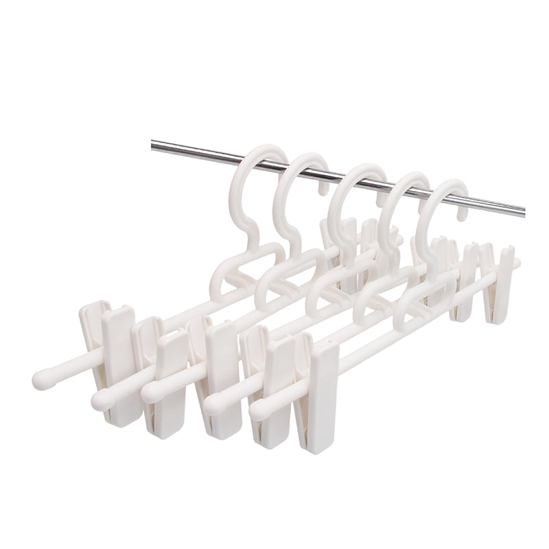 Durable Plastic Clothes Hanger with Adjustable Clips for Pants & Skirts