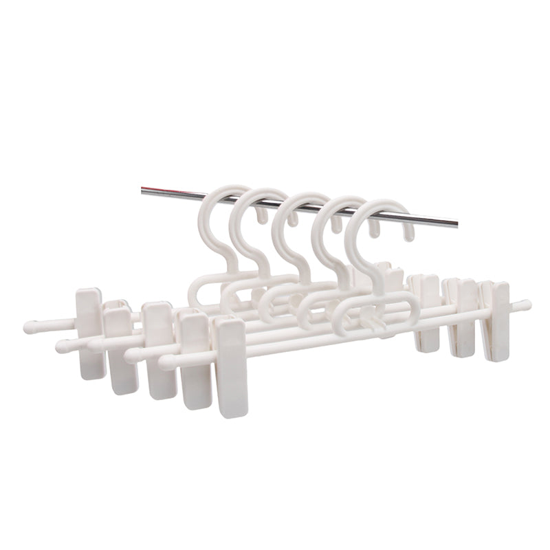 Durable Plastic Clothes Hanger with Adjustable Clips for Pants & Skirts