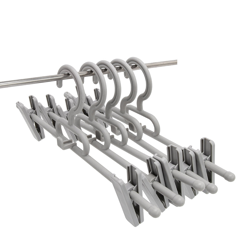 Durable Plastic Clothes Hanger with Adjustable Clips for Pants & Skirts