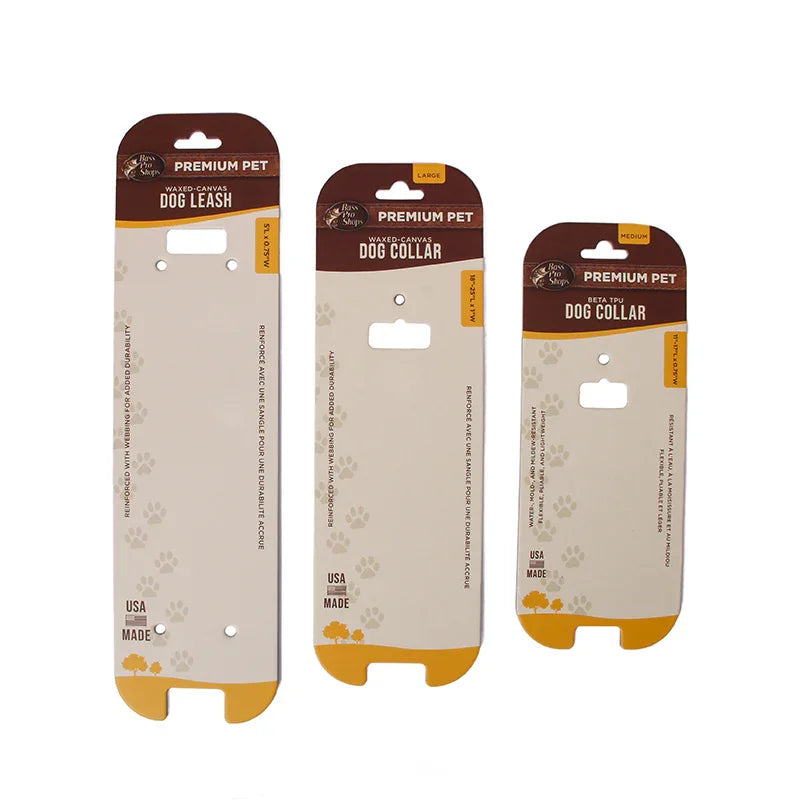 Custom Printed Cardboard Hanger Cards for Pet Collars and Leashes