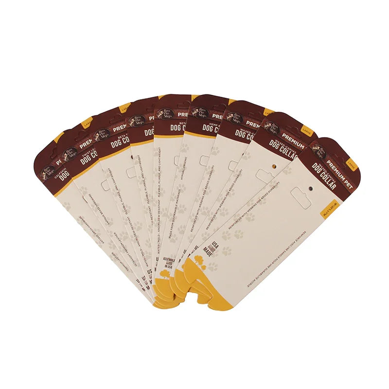 Custom Printed Cardboard Hanger Cards for Pet Collars and Leashes