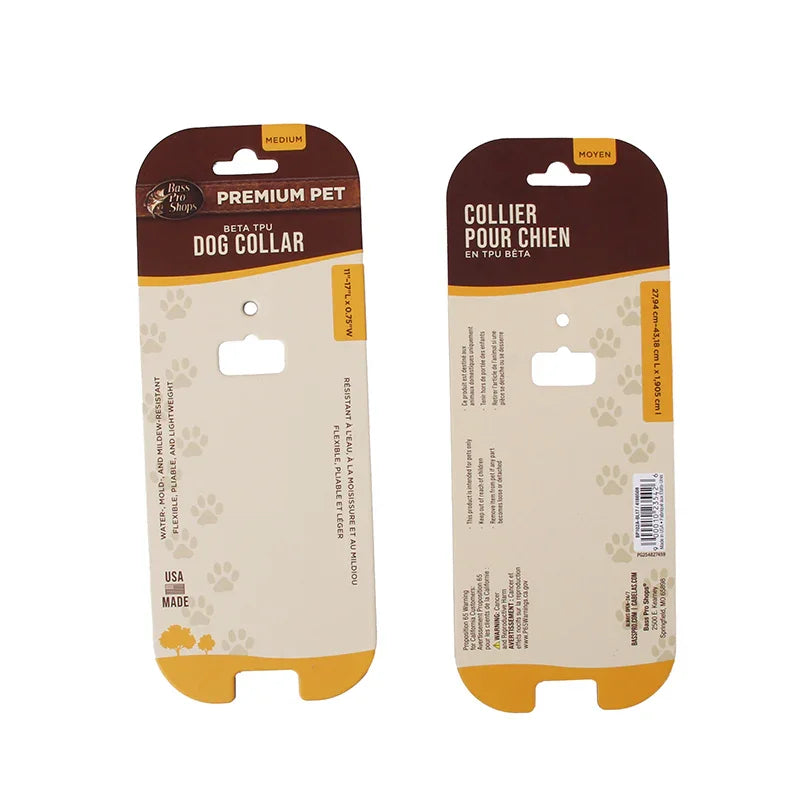 Custom Printed Cardboard Hanger Cards for Pet Collars and Leashes