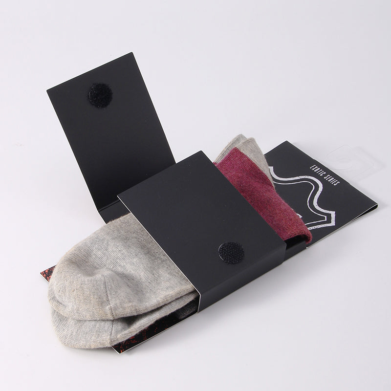 Custom Sock Packaging Card with Hook and Loop Fasteners