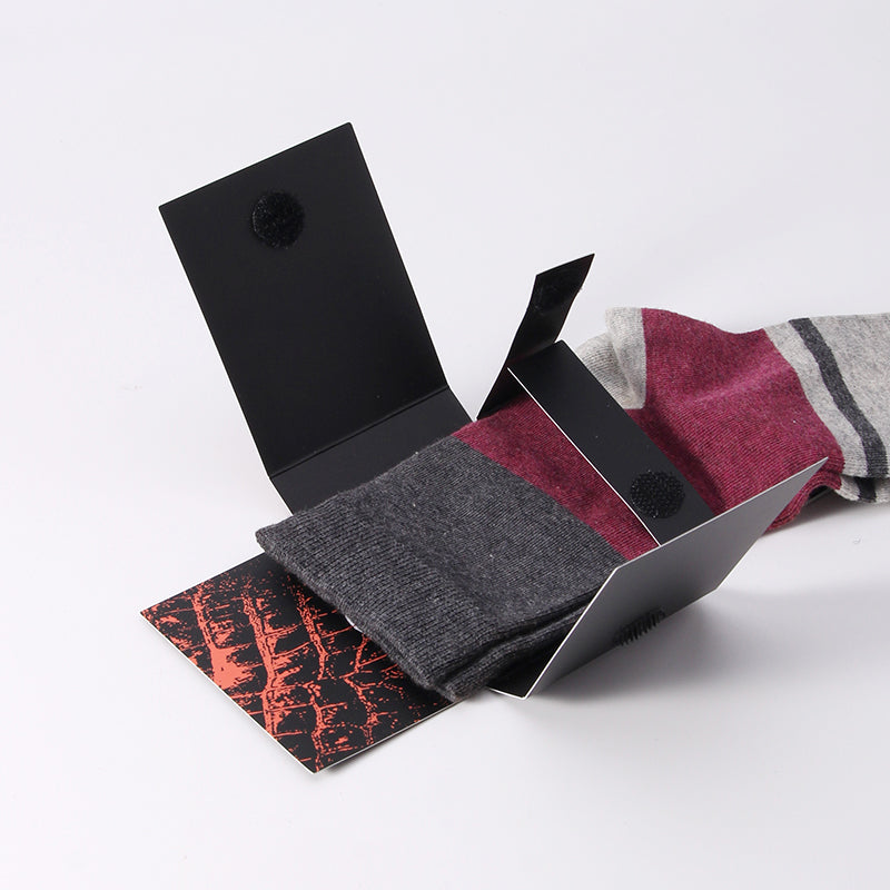 Custom Sock Packaging Card with Hook and Loop Fasteners