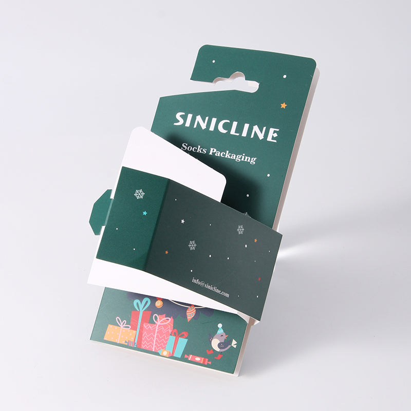 Custom Christmas Sock Packaging Card with Hook for Retail Display