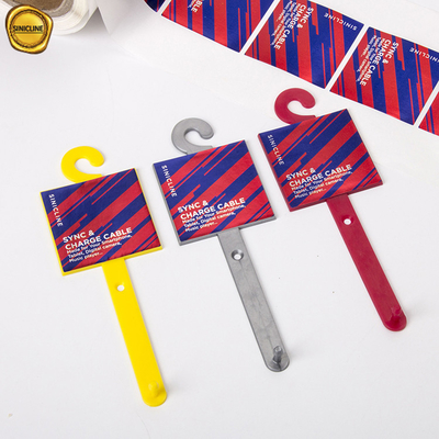 45mm*155mm Bright Yellow Belt Plastic Hanger With Colorful Stickers